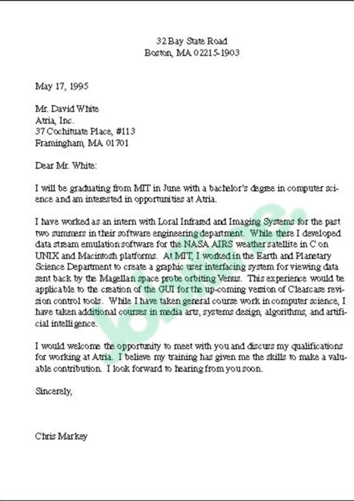 Sample Application Letter